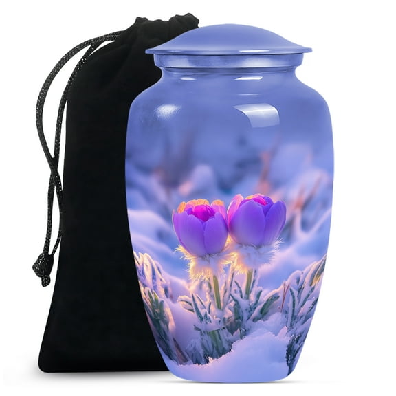 Purple Flower Urns for Human Ashes Adult Female, Large Cremation Urn for Ashes Adult Male, Funeral Burial Urns for Mom Ashes, Urn for Ashes for Women(Size - 10inch)