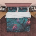 thumbnail image 1 of Owl On A Tree Branch Duvet Cover Set, Spooky Night Aesthetic Zipper Bedding,, 1 of 6