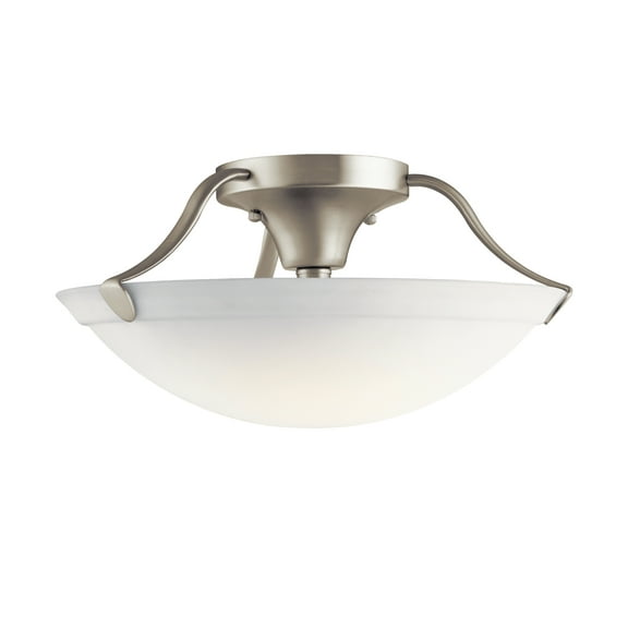 Kichler 15.5" Transitional 3 Light Brushed Nickel Semi-Flush Mount Light with Etched Glass