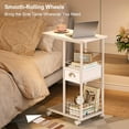 thumbnail image 7 of Rolling Side Table with Storage, White Bedside Table with Wheels, Accent C Table for Sofa, Portable Desk on Wheels, Modern Night Stand, Overbed Table for Bedroom, C Shaped End Tables Living Room, 7 of 7