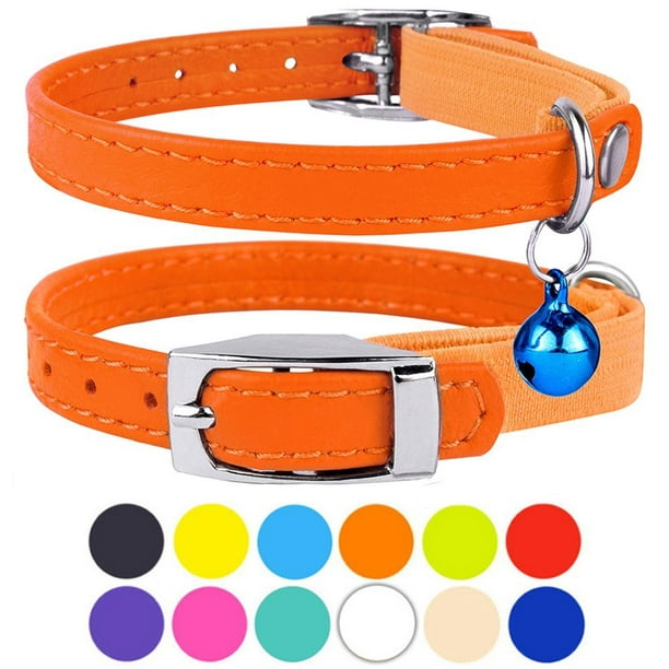 Leather Cat Collar Breakaway Safety Collars Elastic Strap For Small Cats Kitten With Bell Orange Com - Leather Cat Collar Breakaway Leather Cat Collar Breakaway Safety Collars Elastic Strap For Small Cats Kitten With Bell Orange Com - Leather Cat Collar Breakaway