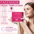 thumbnail image 2 of Toallas faciales desechables FACEMADE XXL, 60 unidades, 100% de base biológica, color rosa, 2 of 8