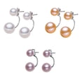 thumbnail image 2 of Pendientes de perlas naturales Sonducket para mujer plata de ley S925 color morado rosa blanco, 2 of 6