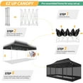 thumbnail image 3 of COBIZI 10x20 Heavy Duty Pop up Canopy with Mosquito Net,Instant Outdoor Shelter Large Canopy Tent for Outside,Gazebo with Mesh Sidewalls for Party,Backyard,Camping,Black, 3 of 10