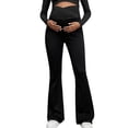 thumbnail image 2 of KANG Fashion Women's High-Waisted Maternity Yoga Pants Crossed Support Belly Band Flattering Flared Leg Design Soft Stretchy Comfortable Prenatal Workout Leggings Black S, 2 of 6