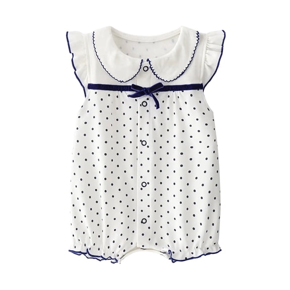 ZACPNCV Baby Girl Romper Short Sleeve Baby Bodysuit Pleated Romper Jumpsuit Infant Girl Clothes Blue 9-12 Months