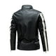 thumbnail image 4 of Chaqueta casual de cuero de motorista de manga larga para hombre con cremallera en el cuello alto Pompotops oipoqjl38089, 4 of 9