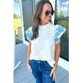thumbnail image 4 of Stylish Summer Fashion: White Frilled Collar Blouse with Embroidered Sleeves, 4 of 7