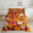 thumbnail image 2 of jejeloiu Vintage Floral Pattern Queen Comforter Set,Cartoon Flower Bedding Sets,Orange Daisy Bedding Comforter Set For Men Women,Microfiber Bedroom Decor Reversible,3pcs, 2 of 8