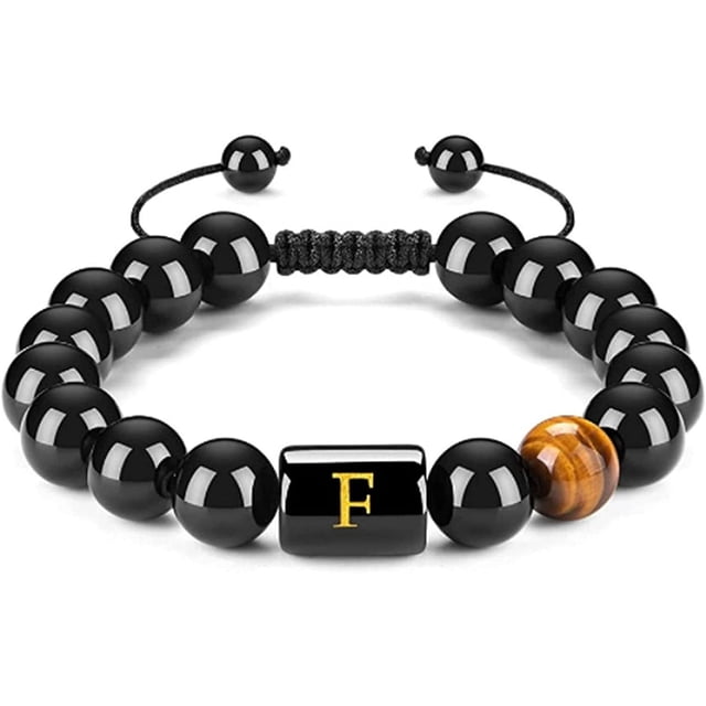 Xihbxyly Tobillera de Piedra Negra, Pulsera de Cuentas de Piedra Negra, Tobillera de Piedra Natural