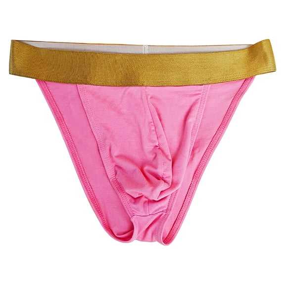 Sunvit-Panties Young Mens Soft Polyester Briefs - Pink, Size S, Gold Wide Waistband, Contoured Pouch, Lightweight Breathable for Daily Wear & Active Lifestyles