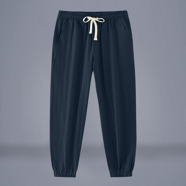 Pantalones largos para hombre, informales, con bolsillo para vacaciones, cordón ajustable, color sólido, cintura elástica, pantalones deportivos para hombre