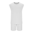 thumbnail image 5 of Abtuhar Men Leisure Solid Sleeveless Hoodless Casual Blouse and Pants Pajamas Set Set,White,XXXL, 5 of 5