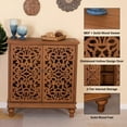 thumbnail image 6 of Sophia & William 34" Height 2-Door Retro Distressed Hollow-Carved Storage Cabinet - Brown, 6 of 9