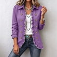 thumbnail image 4 of Womens Long Sleeve Ruffle Button Front Cardigan Jacket Lightweight Open Front Layered Top Structured Collar Casual Outerwear Fall Jackets for Women, 4 of 7