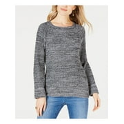 STYLE & COMPANY Womens Black Textured Heather Long Sleeve Jewel Neck Sweater Petites PM
