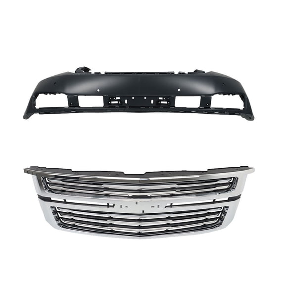 Front Bumper Cover&Grille For Chevy Suburban/Tahoe 2015-2020 W/ Sensor Hole