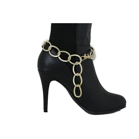 Women Western Gold Metal Boot Chain Links Bracelet Charm Anklet