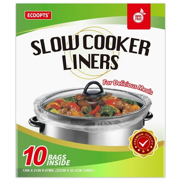 10×Slow Cooker Liners Disposable Cooking Bags Large Size Pot Liners Fit 4QT to 8.5QT Suitable for Oval & Round Pot