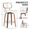 thumbnail image 3 of CRERIYO 360° Swivel Counter Height Bar Stools Set of 2, PU Leather Upholstered Bar Chairs with Bentwood Legs and Backrest for Kitchen Island, White, 3 of 8
