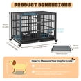thumbnail image 3 of 48 inch Heavy Duty Dog Crate, Large Metal Dog Kennel with 2 Feeding Door & Blows, Pet Cage House with Removable Tray and Wheels for s/m/l Dogs, 3 of 8