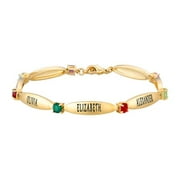 Personalized Planet Women's Gold Plated Family Name and Birthstone Bracelet