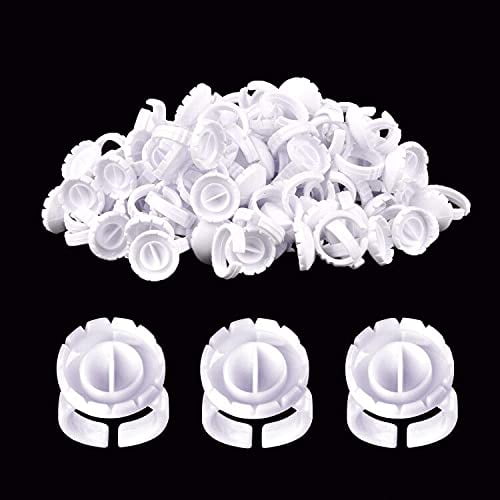 MEKK Anillos de pegamento 100 anillos de pegamento para extensión de pestañas Suministros de extensión de pestañas desechables Suministros de extensión de pestañas Fanning Blossom Cups para extensión