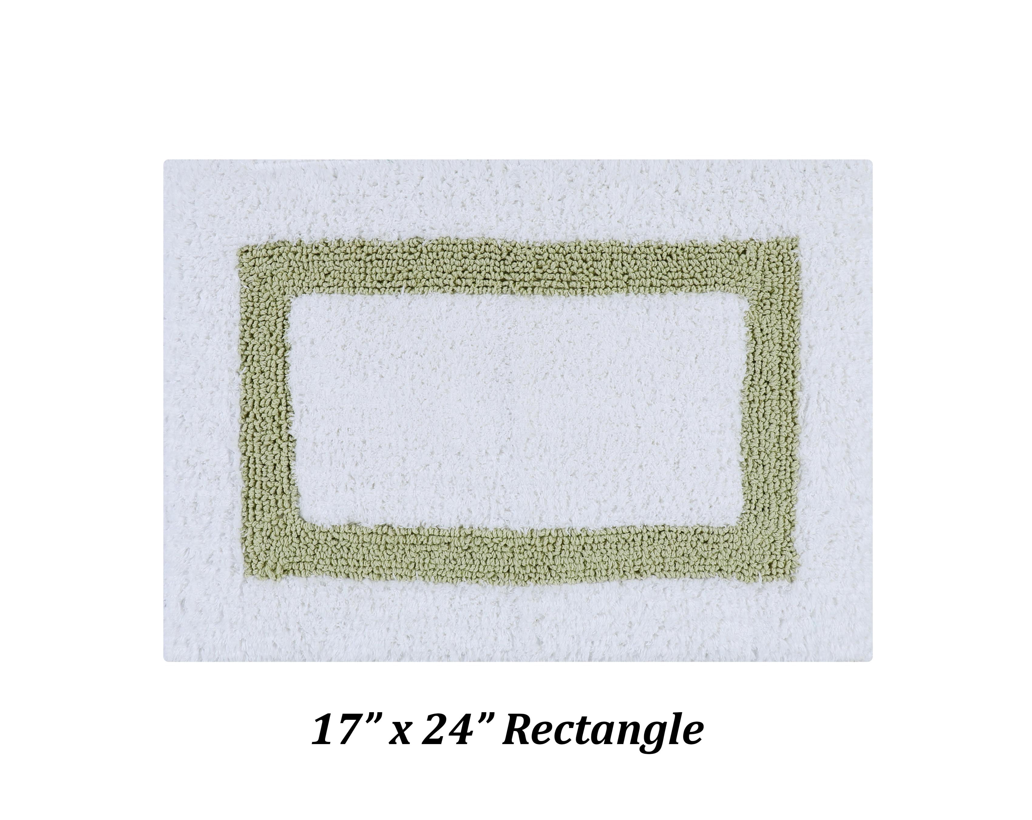 Better Trends 5 Piece Bathroom Rugs Set 100% Cotton Bath Rug Soft, Water Absorbent, Reversible, Machine Washable for Bathroom Decor Toilet Base Contour, Runner Mat Hotel Collection - White/Sage