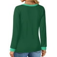 thumbnail image 4 of MOSHU Color Block T Shirts for Women V Neck Long Sleeve Womens Shirts Loose Fall Tops with Pocket, 4 of 8