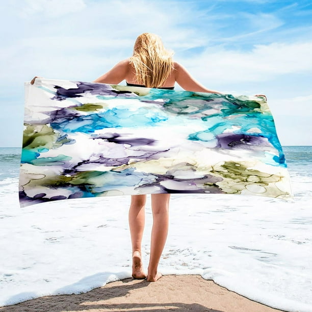 Toalla de playa de microfibra, súper colorida, resistente a la arena, multiusos, para viajes, piscina, 76 x 152 cm