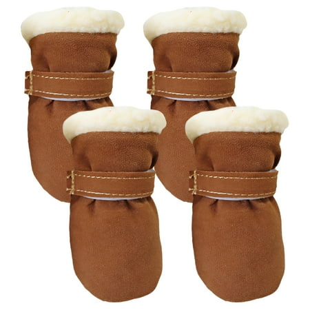 TELOLY 4Pcs Dog Shoes Soft Touch Dog Boots Comfortable Wear Dog Winter Boots Brown XL