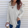 thumbnail image 2 of Women Summer Tops Women's Lace Up V Neck Long Sleeved Tops Tunics Basic Shirts Bandage Pullover T Shirts Loo Tunic Tall Shirt Women Loose Short Sleeve Women's Long Loose Fitting Athletic Light Gray L, 2 of 8