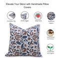 thumbnail image 4 of Fabdivine Block Print Throw Pillow Cover, 26X26 Inch Thick Cotton White Decorative Cushion Cover, Floral Print Boho Design Blue Pillow Cover for Sofa and Couch, 4 of 5