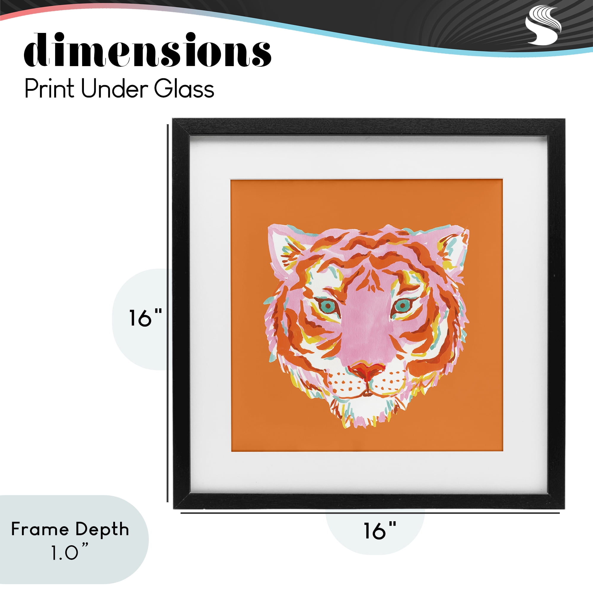 Stupell Industries Fun Bold Orange Tiger Black Framed Print Under Glass, design by Karolina Sato