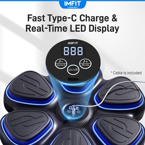 FOOING Machine De Boxe Musicale Bluetooth - Lumières LED, 9 Vitesses, Gants Inclus Pour Entraînement Anti-Stress à Domicile