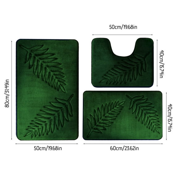 Dpityserensio 3PC Bathroom Rug Sets Leaf embossing Water Absorbent Non-slip Floor Mat Toilet Room Living Room Bedroom Kitchen Door Mat 3 Sets of Floor Mats