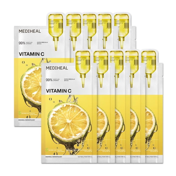Mascarilla Mediheal Vitamin C Essential, transparente y tonificante, 10 unidades