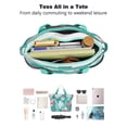 thumbnail image 4 of Tote Bag for Women - Flamingo and Palm Leaves Tropical Hawaii Shoulder Bag - Large Utility Work Duffle Bag with Zipper Handbag for Travel, Work, Sprots, 4 of 5