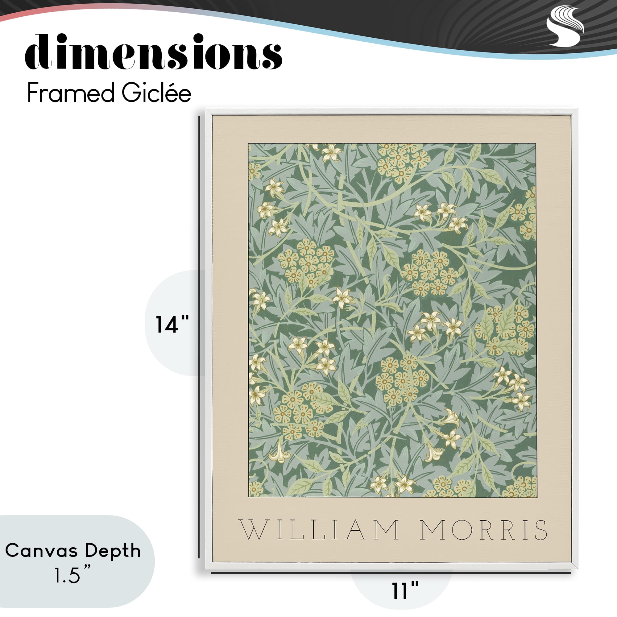 Stupell Industries William Morris Green Tones White Framed Giclee Art, design by Lil' Rue