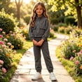 thumbnail image 6 of WAVSUF Girls Sweatshirt Outfits Long Sleeve Jacket and Jogger Sweatpants with Pockets Fall Casual Warm Sets 2 Piece Gray 7-8, 6 of 8