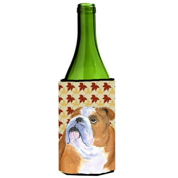 Bulldog English Fall Leaves Portrait Wine bottle sleeve Hugger