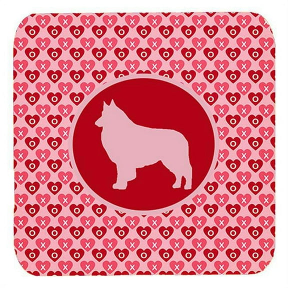 Belgian Tervuren Valentine Hearts Foam Coasters - Set 4, 3.5 x 3.5 In.