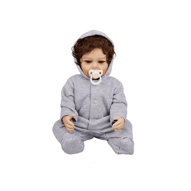 "55cm Muñeca Niño Bebé Reborn Cuerpo Completo De Silicona BELUG gris "