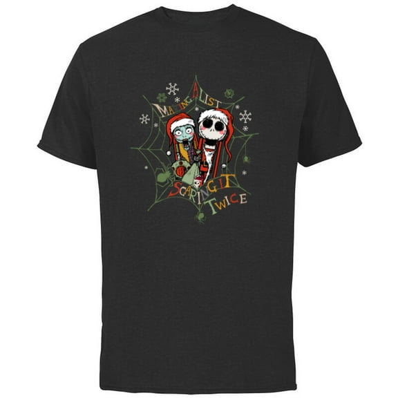 Disney Nightmare Before Christmas Jack Sally Making a List - Short Sleeve Cotton T-Shirt for Adults - Customized-Black