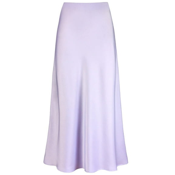 Women's Silky Stain Skirts High Waist Elasticized Waistband Flowy Casual A Line Maxi Skirt