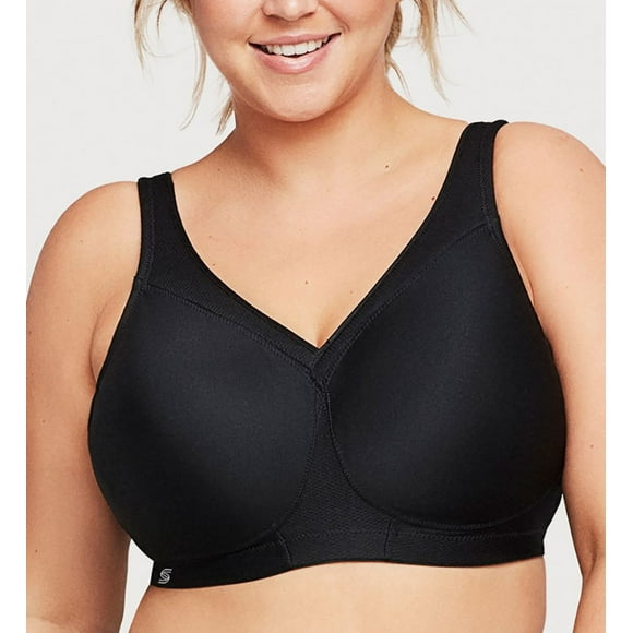 Women's Glamorise 1006 The Ultimate Full Figure Soft Cup Sports Bra (Black 48H)