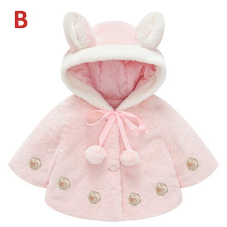 

Juebong Kids Boys Girls Coats Savings Toddler Girls Solid Color Plush Cute Rabbit Ears Winter Hoodie Thick Coat Cloak