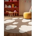 thumbnail image 3 of Unique Loom Whimsy Kids Collection Area Rug - Clouds (5' 3" Round Hazelnut Beige/Ivory), 3 of 9