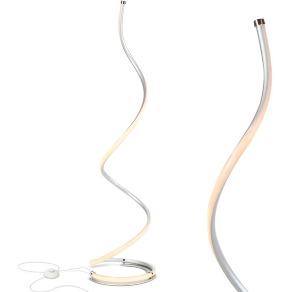 Brightech Allure Floor Lamp for Offices, 37” Bright LED Spiral Compact Lamp, Unique Curved Lamp for Living Rooms, Dimmable Standing Lamp with Built-in Dimmer Switch, Great Living Room Décor