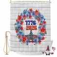 thumbnail image 2 of Independence Day Wreath Shower Curtain, 36" x 72", 4th of July Red Blue Flower Butterfly Wood Grain Waterproof Bathroom Curtain Washable Shower Curtain Set with 12 Hooks, 2 of 9